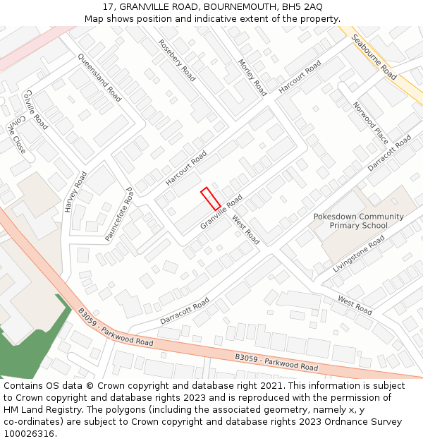 17, GRANVILLE ROAD, BOURNEMOUTH, BH5 2AQ: Location map and indicative extent of plot