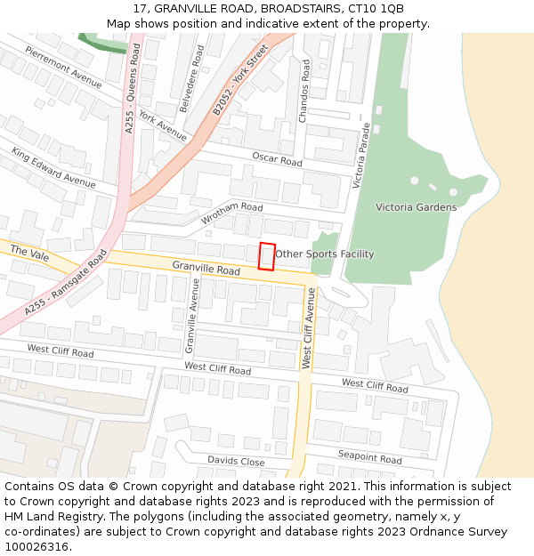 17, GRANVILLE ROAD, BROADSTAIRS, CT10 1QB: Location map and indicative extent of plot