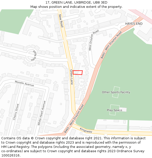 17, GREEN LANE, UXBRIDGE, UB8 3ED: Location map and indicative extent of plot