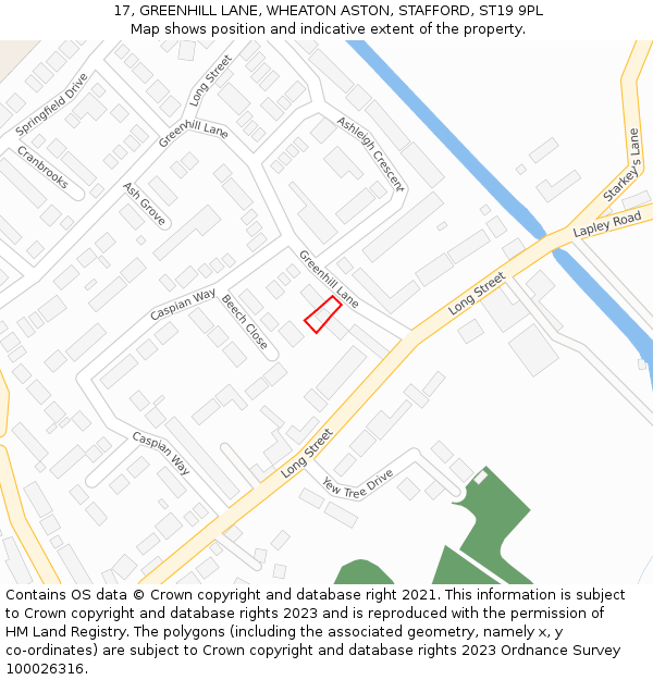 17, GREENHILL LANE, WHEATON ASTON, STAFFORD, ST19 9PL: Location map and indicative extent of plot