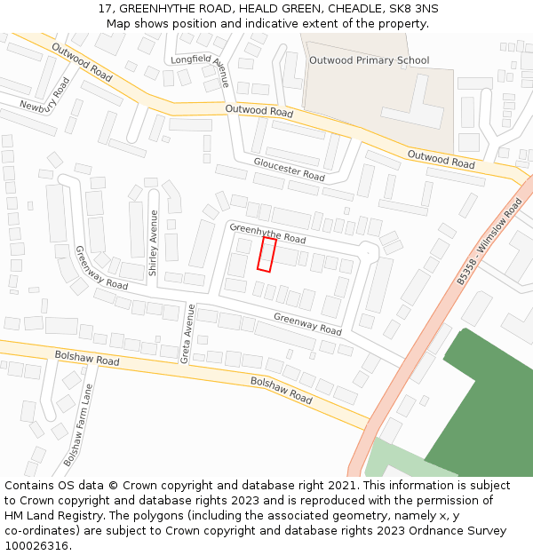 17, GREENHYTHE ROAD, HEALD GREEN, CHEADLE, SK8 3NS: Location map and indicative extent of plot