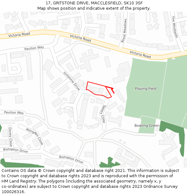 17, GRITSTONE DRIVE, MACCLESFIELD, SK10 3SF: Location map and indicative extent of plot