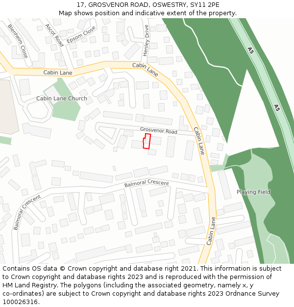 17, GROSVENOR ROAD, OSWESTRY, SY11 2PE: Location map and indicative extent of plot