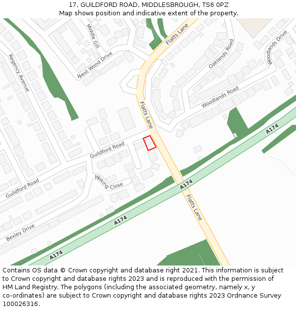 17, GUILDFORD ROAD, MIDDLESBROUGH, TS6 0PZ: Location map and indicative extent of plot