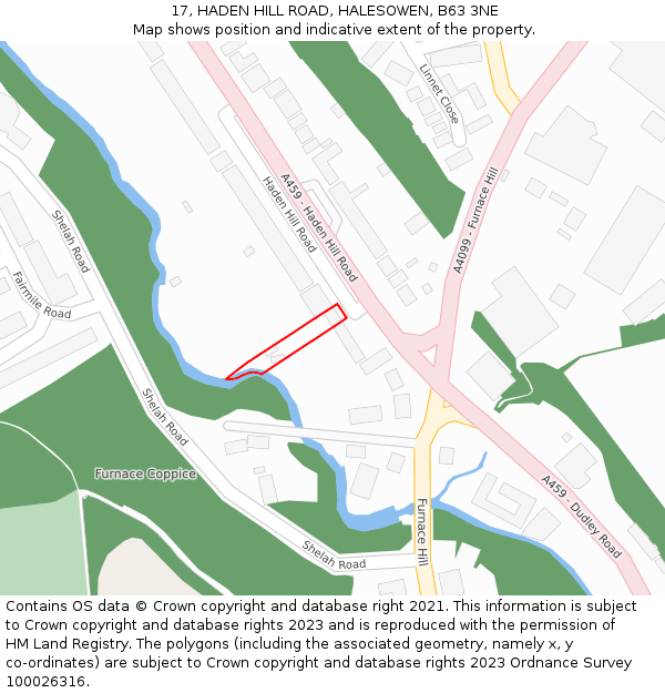 17, HADEN HILL ROAD, HALESOWEN, B63 3NE: Location map and indicative extent of plot