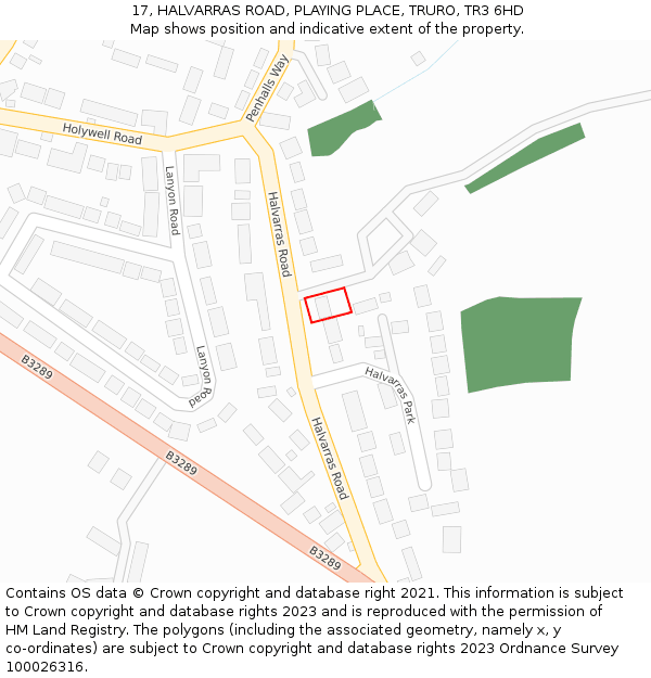 17, HALVARRAS ROAD, PLAYING PLACE, TRURO, TR3 6HD: Location map and indicative extent of plot