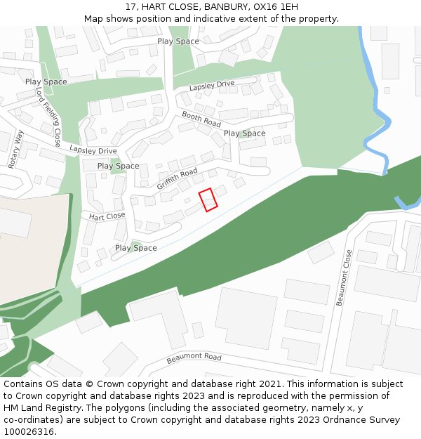 17, HART CLOSE, BANBURY, OX16 1EH: Location map and indicative extent of plot