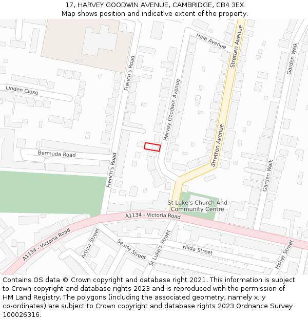 17, HARVEY GOODWIN AVENUE, CAMBRIDGE, CB4 3EX: Location map and indicative extent of plot