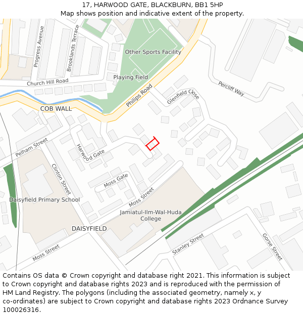 17, HARWOOD GATE, BLACKBURN, BB1 5HP: Location map and indicative extent of plot