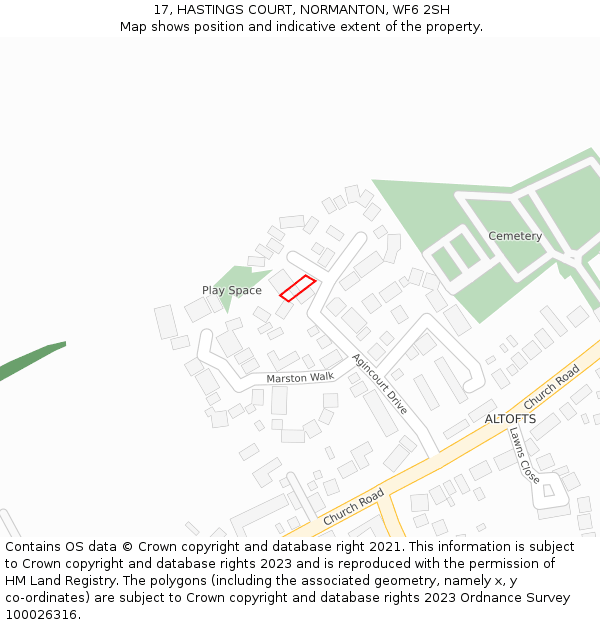 17, HASTINGS COURT, NORMANTON, WF6 2SH: Location map and indicative extent of plot