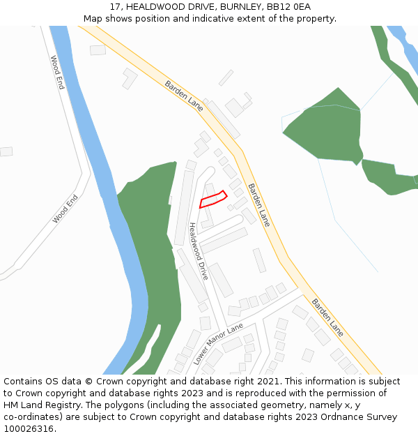 17, HEALDWOOD DRIVE, BURNLEY, BB12 0EA: Location map and indicative extent of plot