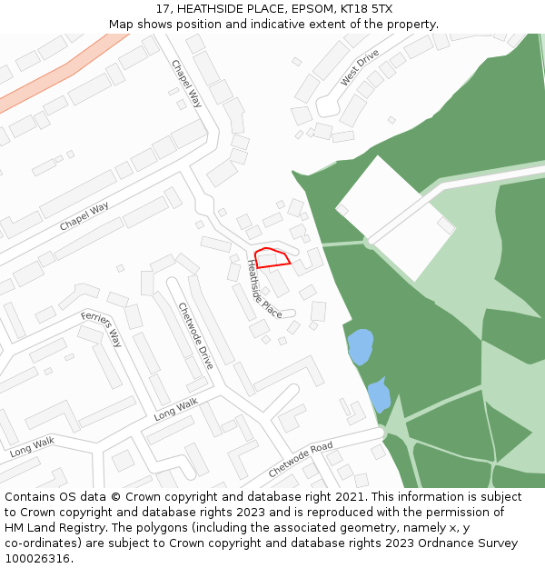 17, HEATHSIDE PLACE, EPSOM, KT18 5TX: Location map and indicative extent of plot