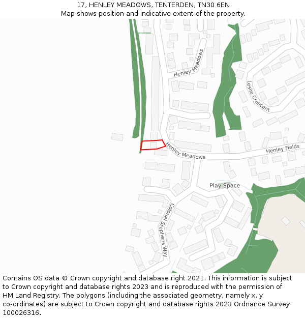 17, HENLEY MEADOWS, TENTERDEN, TN30 6EN: Location map and indicative extent of plot