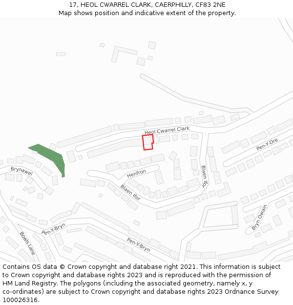 17, HEOL CWARREL CLARK, CAERPHILLY, CF83 2NE: Location map and indicative extent of plot