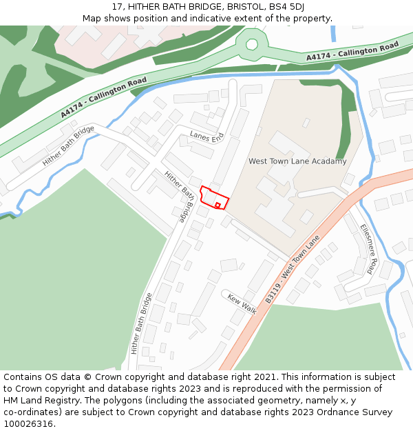 17, HITHER BATH BRIDGE, BRISTOL, BS4 5DJ: Location map and indicative extent of plot