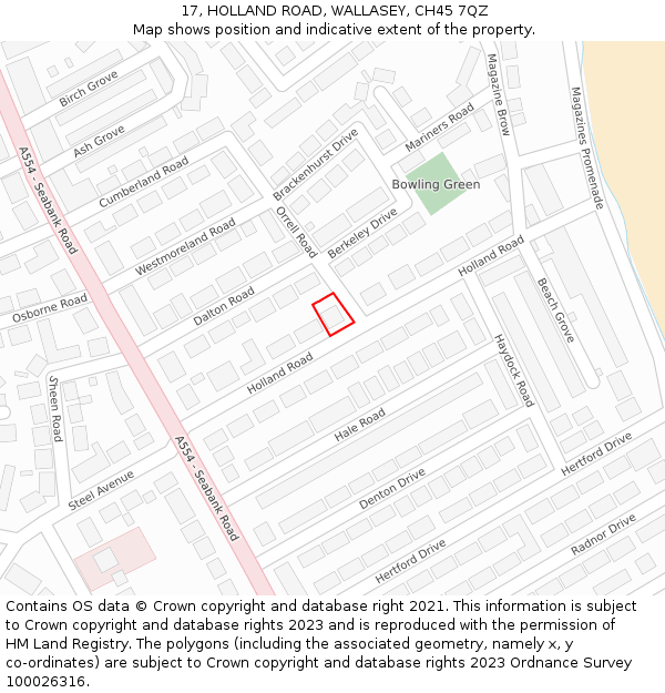 17, HOLLAND ROAD, WALLASEY, CH45 7QZ: Location map and indicative extent of plot