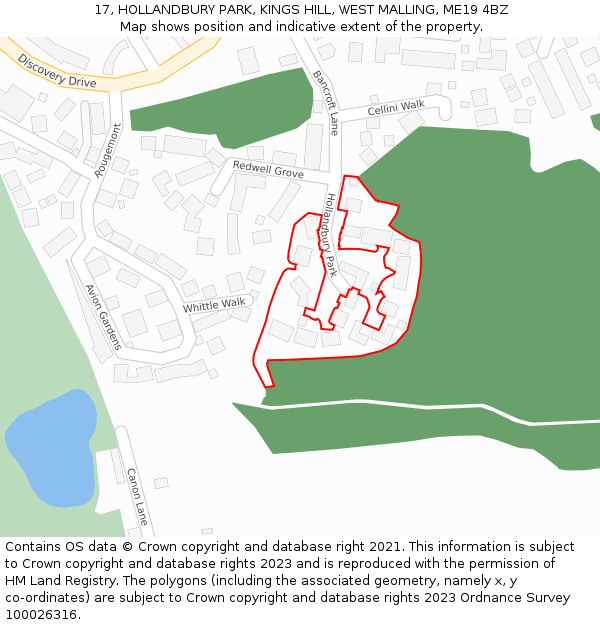 17, HOLLANDBURY PARK, KINGS HILL, WEST MALLING, ME19 4BZ: Location map and indicative extent of plot