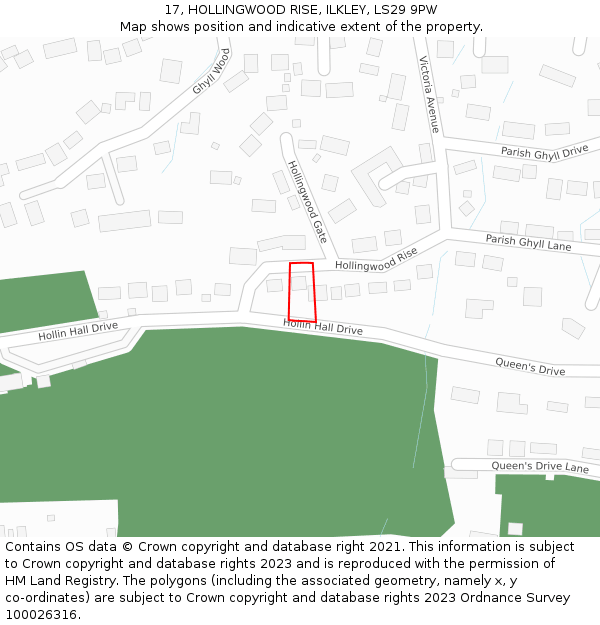 17, HOLLINGWOOD RISE, ILKLEY, LS29 9PW: Location map and indicative extent of plot