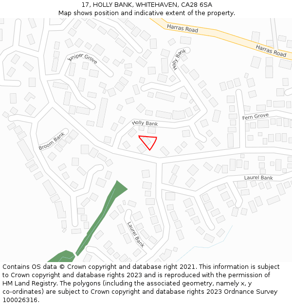 17, HOLLY BANK, WHITEHAVEN, CA28 6SA: Location map and indicative extent of plot