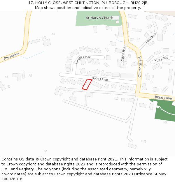 17, HOLLY CLOSE, WEST CHILTINGTON, PULBOROUGH, RH20 2JR: Location map and indicative extent of plot