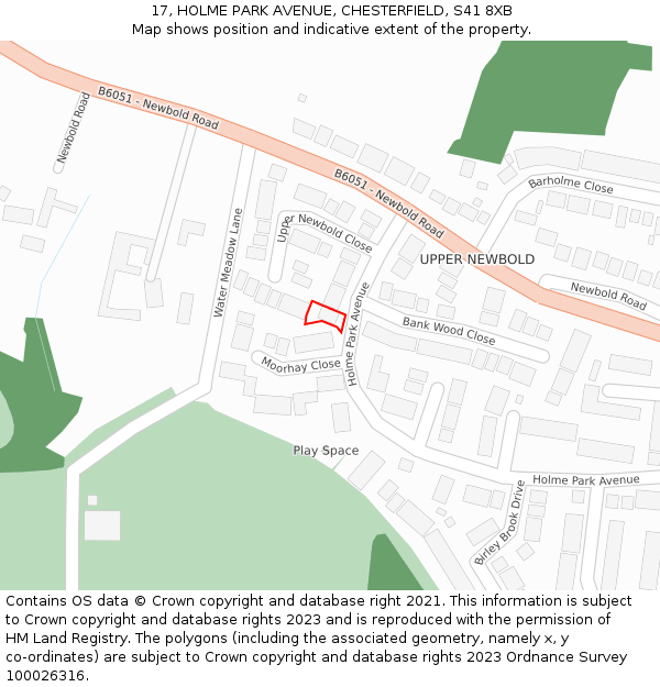 17, HOLME PARK AVENUE, CHESTERFIELD, S41 8XB: Location map and indicative extent of plot