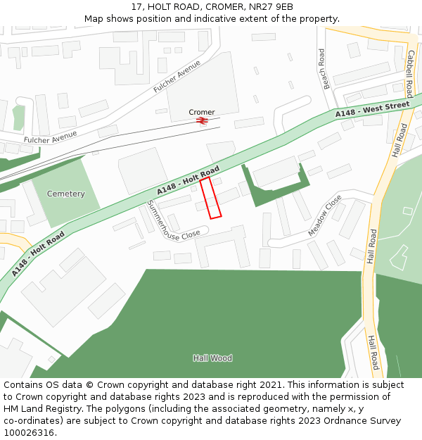 17, HOLT ROAD, CROMER, NR27 9EB: Location map and indicative extent of plot