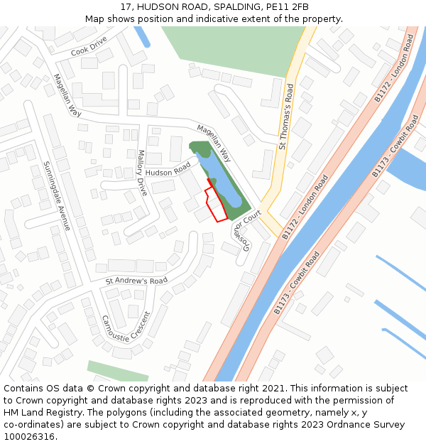 17, HUDSON ROAD, SPALDING, PE11 2FB: Location map and indicative extent of plot