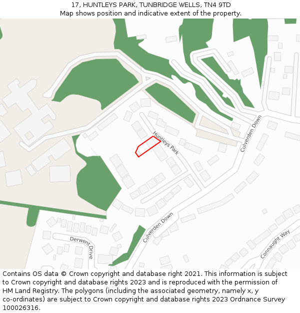 17, HUNTLEYS PARK, TUNBRIDGE WELLS, TN4 9TD: Location map and indicative extent of plot