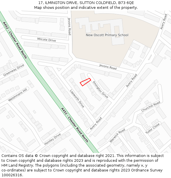 17, ILMINGTON DRIVE, SUTTON COLDFIELD, B73 6QE: Location map and indicative extent of plot