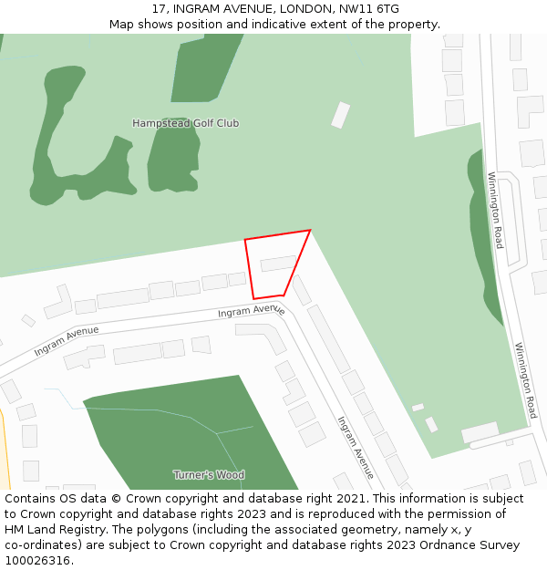 17, INGRAM AVENUE, LONDON, NW11 6TG: Location map and indicative extent of plot