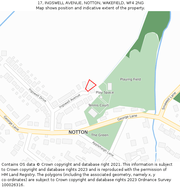 17, INGSWELL AVENUE, NOTTON, WAKEFIELD, WF4 2NG: Location map and indicative extent of plot