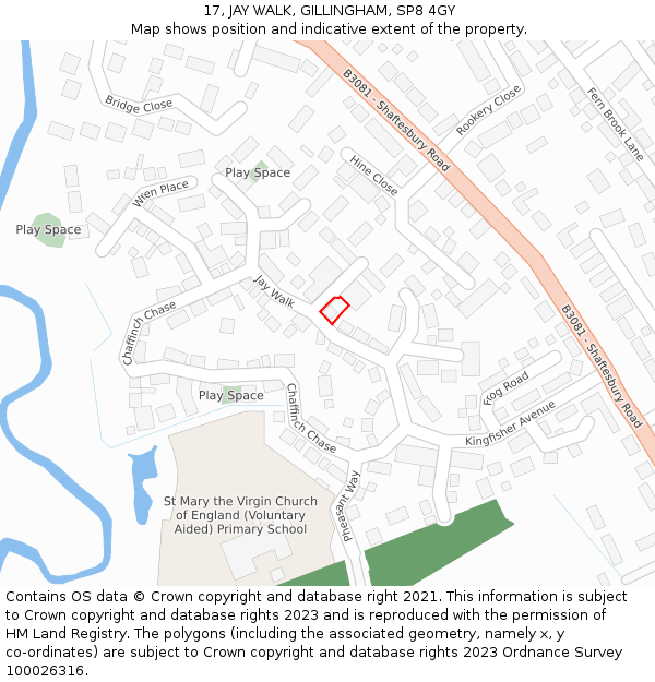 17, JAY WALK, GILLINGHAM, SP8 4GY: Location map and indicative extent of plot