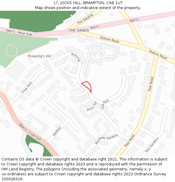 17, JOCKS HILL, BRAMPTON, CA8 1UT: Location map and indicative extent of plot