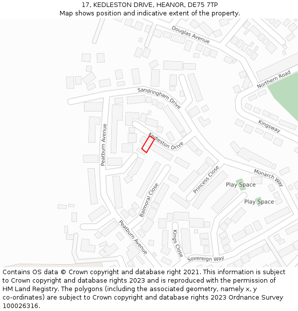 17, KEDLESTON DRIVE, HEANOR, DE75 7TP: Location map and indicative extent of plot