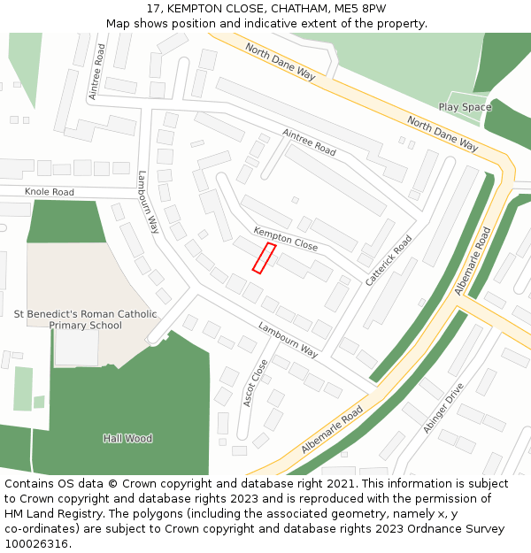 17, KEMPTON CLOSE, CHATHAM, ME5 8PW: Location map and indicative extent of plot