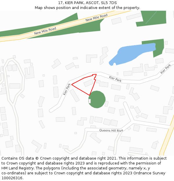 17, KIER PARK, ASCOT, SL5 7DS: Location map and indicative extent of plot