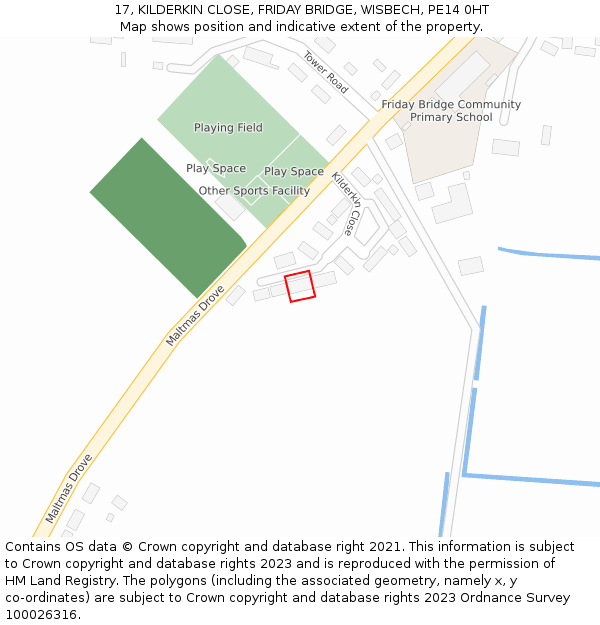 17, KILDERKIN CLOSE, FRIDAY BRIDGE, WISBECH, PE14 0HT: Location map and indicative extent of plot