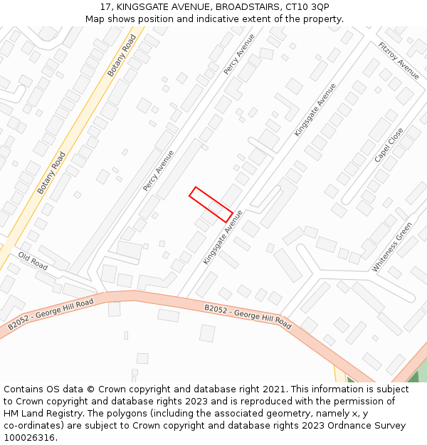 17, KINGSGATE AVENUE, BROADSTAIRS, CT10 3QP: Location map and indicative extent of plot