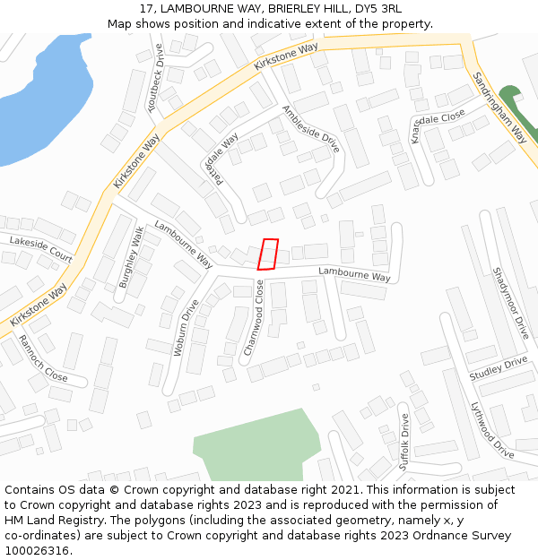 17, LAMBOURNE WAY, BRIERLEY HILL, DY5 3RL: Location map and indicative extent of plot