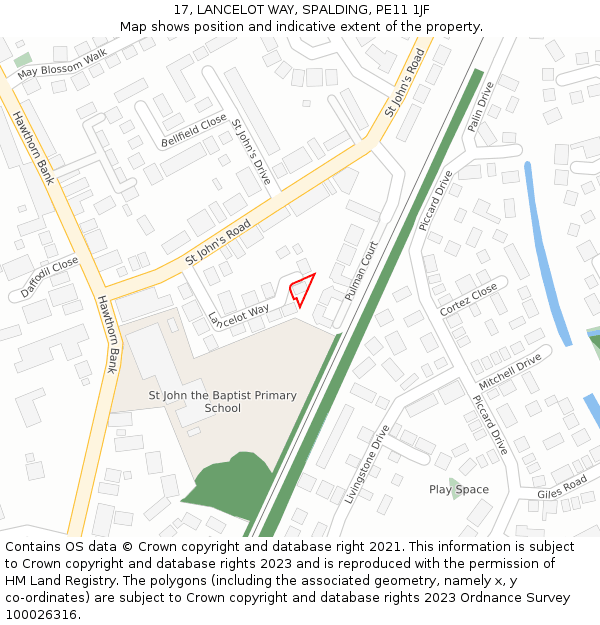 17, LANCELOT WAY, SPALDING, PE11 1JF: Location map and indicative extent of plot