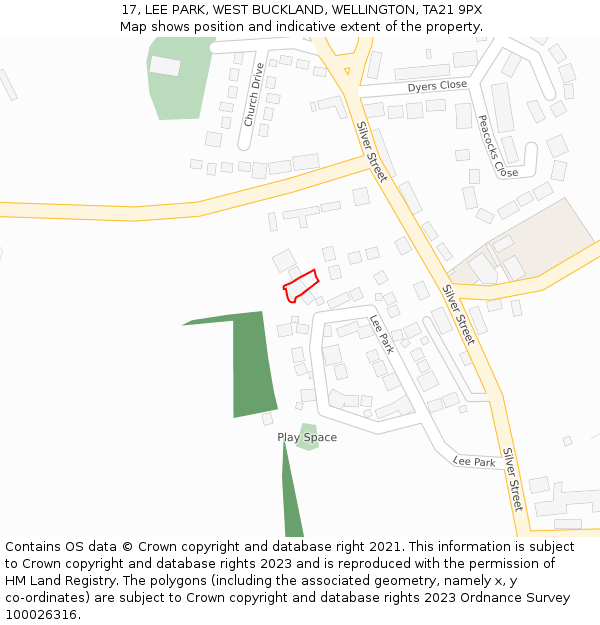 17, LEE PARK, WEST BUCKLAND, WELLINGTON, TA21 9PX: Location map and indicative extent of plot