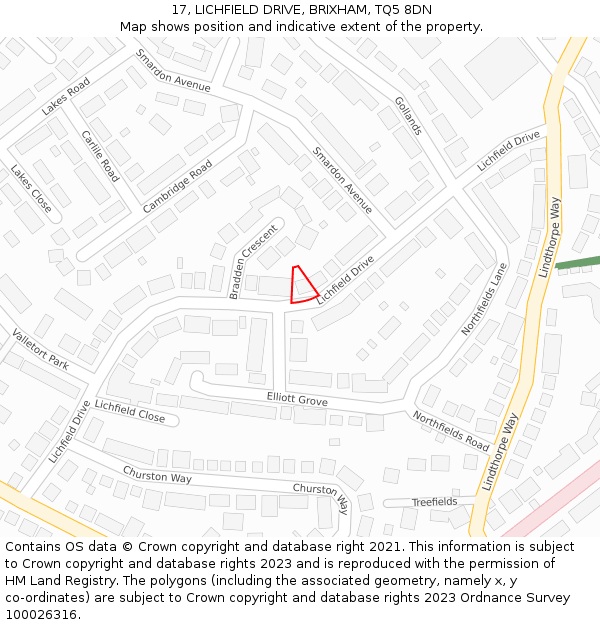 17, LICHFIELD DRIVE, BRIXHAM, TQ5 8DN: Location map and indicative extent of plot