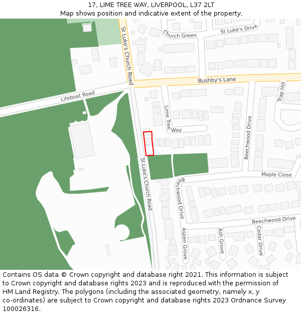 17, LIME TREE WAY, LIVERPOOL, L37 2LT: Location map and indicative extent of plot