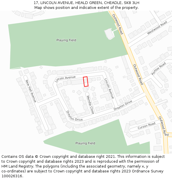 17, LINCOLN AVENUE, HEALD GREEN, CHEADLE, SK8 3LH: Location map and indicative extent of plot