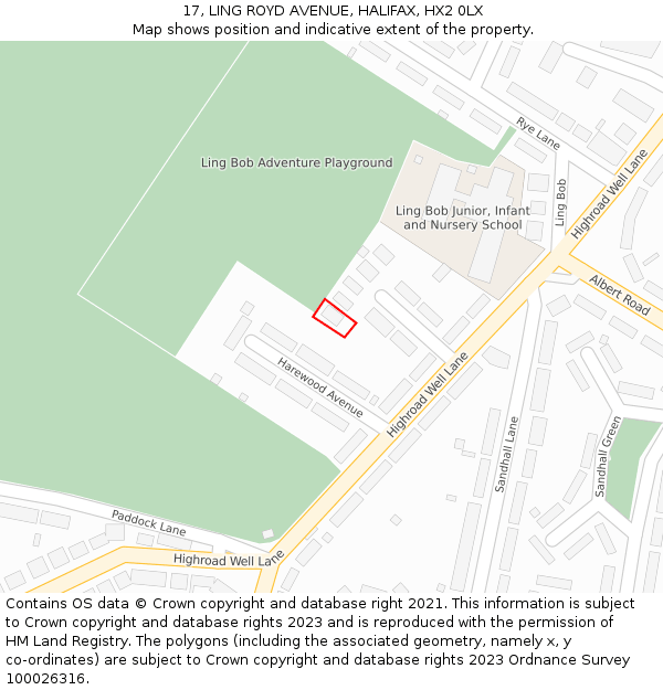 17, LING ROYD AVENUE, HALIFAX, HX2 0LX: Location map and indicative extent of plot