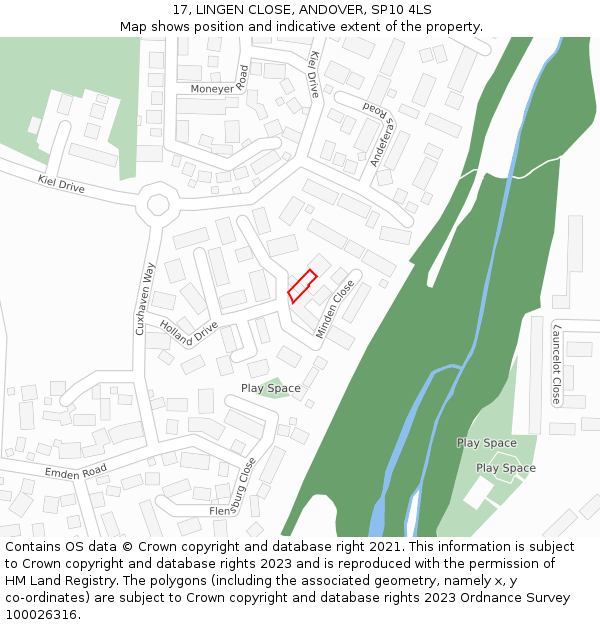17, LINGEN CLOSE, ANDOVER, SP10 4LS: Location map and indicative extent of plot