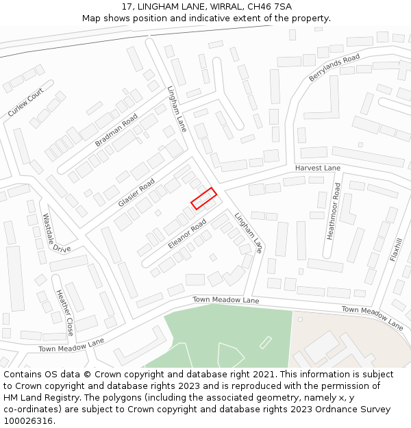 17, LINGHAM LANE, WIRRAL, CH46 7SA: Location map and indicative extent of plot