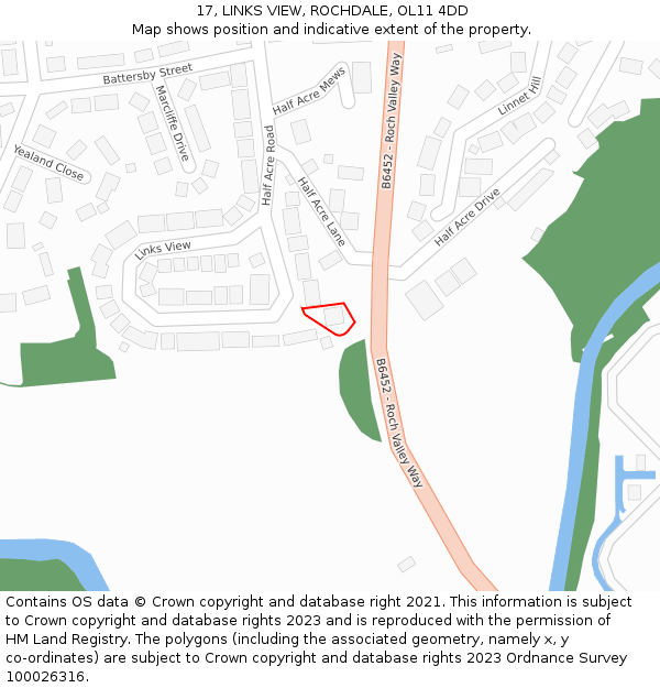 17, LINKS VIEW, ROCHDALE, OL11 4DD: Location map and indicative extent of plot