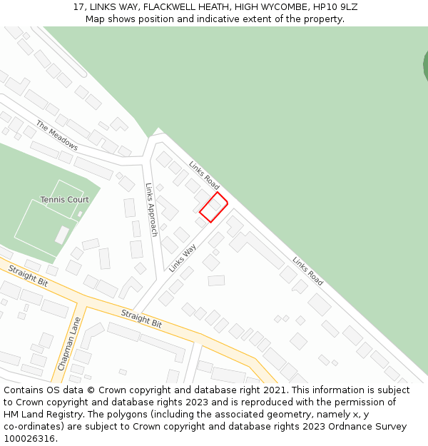 17, LINKS WAY, FLACKWELL HEATH, HIGH WYCOMBE, HP10 9LZ: Location map and indicative extent of plot