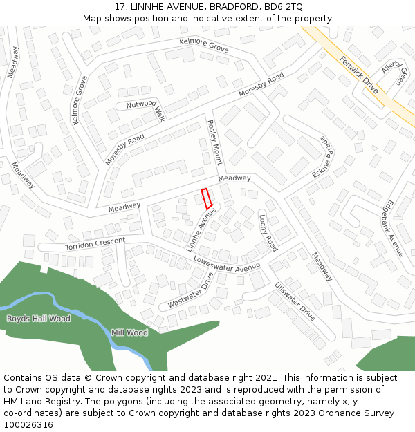 17, LINNHE AVENUE, BRADFORD, BD6 2TQ: Location map and indicative extent of plot